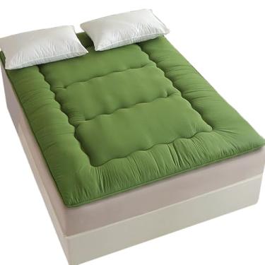 Imagem de Colchão futon, colchão japonês, cama japonesa, cama dobrável tatami, almofada de dormir dobrável para quarto de hóspedes de adultos (verde, solteiro)