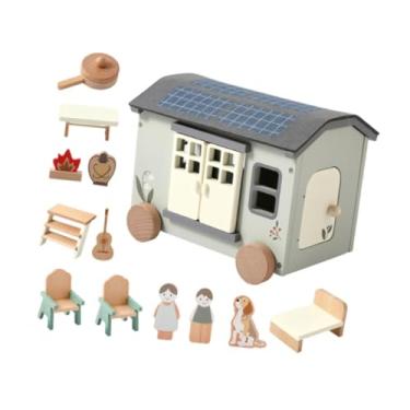 Imagem de predolo Conjunto de acampamento de RV de madeira, brincadeira de faz de conta, melhora a imaginação, caminhão de RV, brinquedo, mesa de madeira e cadeiras,