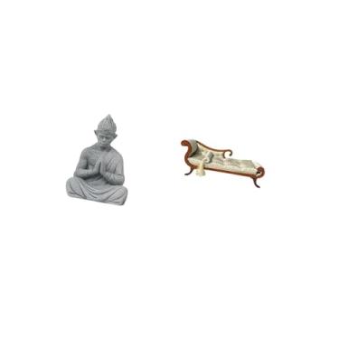 Imagem de Fenteer Estátua de Buda de Macaco em Miniatura, Escultura de Sun Wukong, Sofá-cama de Madeira, Acessórios para Fotos DIY, Mini Banco, Cadeira, Móveis para Sal