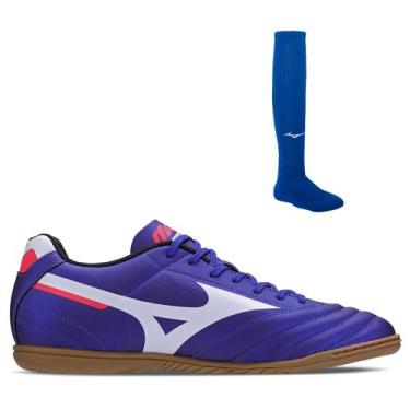 Imagem de Kit 1 Chuteira Futsal Masculina Mizuno Morelia Club IN e 1 Meião de Fu