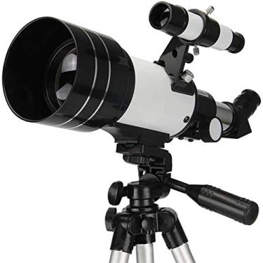 Imagem de Telescópio telescópio para adultos 70 mm abertura 300 mm telescópio refrator astronômico prisma lente com suporte para telefone e tripé