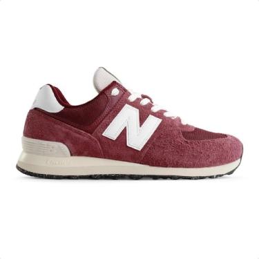 Imagem de Tênis New Balance 574 V2 Unissex, 37, Vinho, Branco