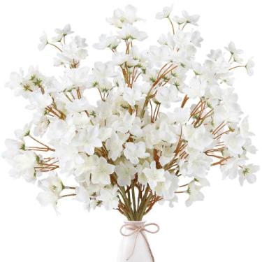 Imagem de Flores artificiais de flor de cerejeira Sggvecsy 8 peças de caules bra
