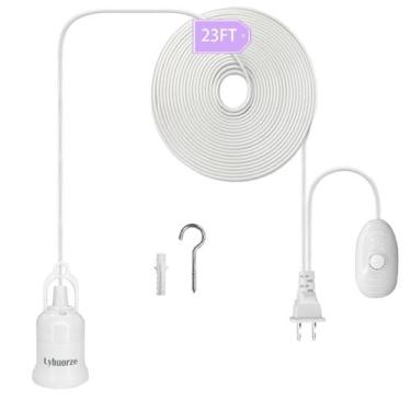 Imagem de Cabo de luz pendente Lybuorze 7m Plug-in com interruptor E26 E27