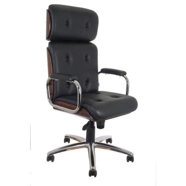 Imagem de Cadeira de Escritório Presidente Wood II Giratória Preta e Tabaco