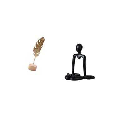 Imagem de Fenteer Escultura de Folha de Metal, Estátua de Pensador, Estatueta Abstrata, Ornamento Criativo Nórdico para Mesa, Festa, Armário de Casa, Quarto, Estante, L