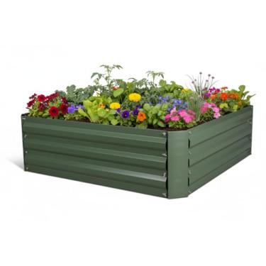 Imagem de LEETOLLA Canteiro de jardim elevado galvanizado quadrado de 9 x 9 x 3 m - Caixas grandes de metal para vegetais e flores, resistente, montagem sem ferramentas, jardinagem externa à prova de ferrugem