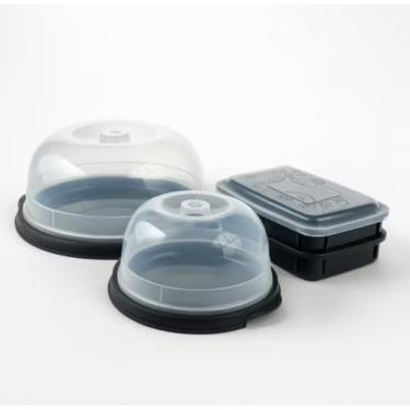 Imagem de Confira Kit Boleira + Queijeira + Porta Frios Plástico Kit Mantimento Para Café