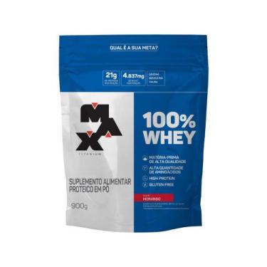 Imagem de Whey Protein Concentrado Max Titanium 900g - Morango, 1, 900g, Morango