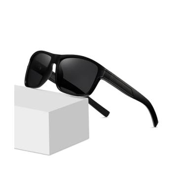 Imagem de Óculos de sol esportivos polarizados masculinos envolventes óculos de sol quadrados moda sunnies condução pesca SY6084, Armação preta | Lente preta, Large