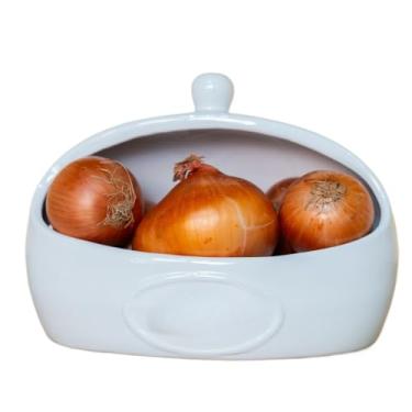 Imagem de Porta Cebola e Alho de Cerâmica - Pote para Armazenamento de Alimentos na Cozinha(Pote de Cebola)