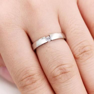 Imagem de Anel Solitário Simples para Casamento, Noivado, Zircônia Cúbica para Mulheres Noivas Y1897, Latão Zircônia cúbica, Sem pedra preciosa