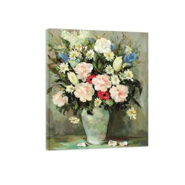 Imagem de Pôster e impressões em tela de flores vintage - reprodução de pintura de arte de parede famosa - Flores em vaso - Imagens prontas para pendurar tela embrulhada 40 x 50 cm 16 x 20 polegadas