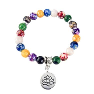 Imagem de Pulseira feminina com contas de cristal de cura de pedras preciosas naturais para ioga e equilíbrio de energia com caixa de presente, Elastic, Pedra, Sem Pedra Preciosa