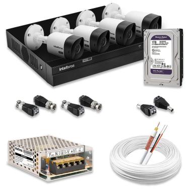 Imagem de Kit 4 Câmeras De Segurança Intelbras Full Hd 1080p Com Dvr Mhdx 1204 1080p Com Hd 1tb Purple