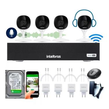 Imagem de Kit 4 Câmeras Wifi Fullhd Intelbras Com Áudio Completo