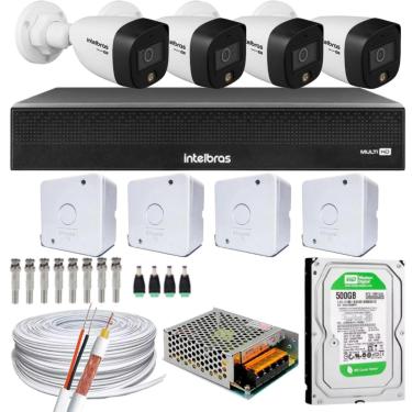 Imagem de Kit 4 Cameras Full Color Intelbras Dvr Mhdx 8 Ch Color Noite