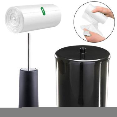 Imagem de Lixeira 6L Preta + Escova Sanitária + Refil 70 Sacos De Lixo