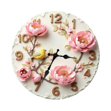 Imagem de Relógio de parede vintage de madeira com movimento silencioso de quart