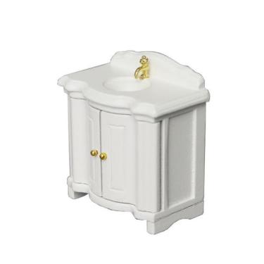 Imagem de Pia de banheiro com móveis de casa de bonecas em miniatura em escala 1