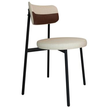 Imagem de Cadeira De Jantar Estofada Fixa Nyka M25 Linho Areia-marrom - Mpozenato