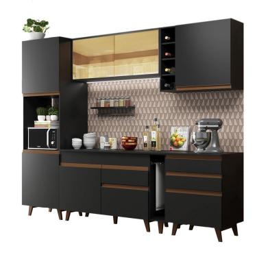 Imagem de Cozinha Completa Madesa Reims com Armário e Balcão Preto