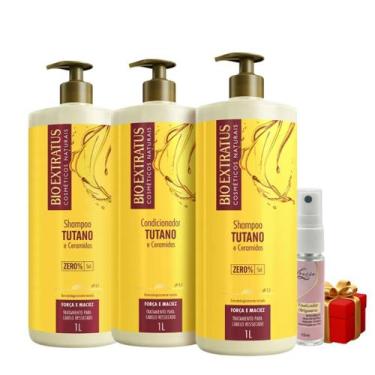 Imagem de Kit 2 Shampoo 1 Condicionador 1L Tutano Bio Extratus + Presente Lourre
