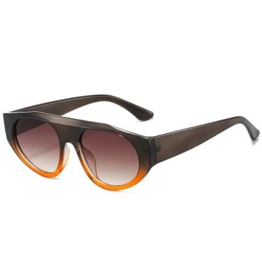 Imagem de Óculos de sol estilo olho de gato retrô com armação grande, feminino e masculino, luxuoso, para dirigir e viajar no verão, UV400 (cinza e marrom)