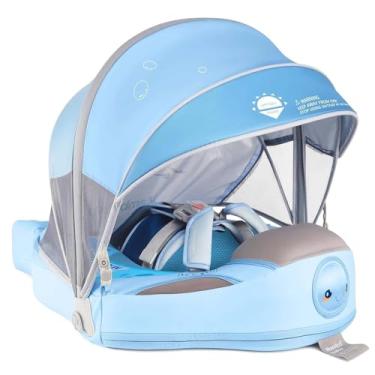 Imagem de Boia de bebê para piscina com dossel removível com proteção solar boia de mamboy, não inflável, adicione cauda, evite virar à prova d 'água, adequado para a pele, boia de natação infantil de 3 a 24