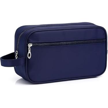 Imagem de Kirk Necessaire Masculina Viagem (Bolsa de Toilette) Nylon Impermeável, Alça Lateral, 2 Compartimentos, Organizador de Higiene Executivo para Shampoo, Barba e Perfume (Azul)