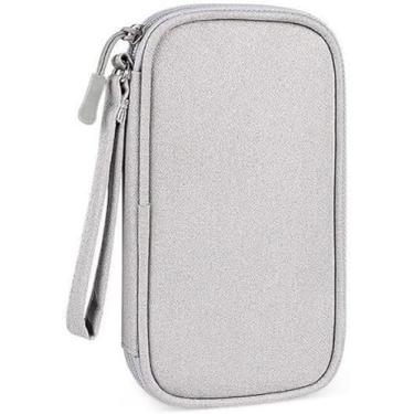 Imagem de Estojo de armazenamento portátil resistente a choques: para eletrônicos, incluindo carregadores de cabo, cabos de fone de ouvido, bancos de energia, discos rígidos USB e cartões SD. (cinza)