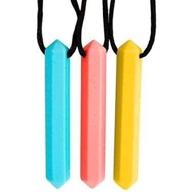 Imagem de Tilcare Chew Chew Colar sensorial – Melhor para crianças ou adultos que gostam de morder ou têm autismo – Brinquedos mastigáveis de silicone perfeitamente texturizados – Pingente mastigável para