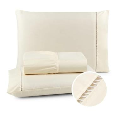 Imagem de Jogo de Cama King Micropercal 400 Fios, 3 Peças, Lençol com Elástico e Fronhas, Cores Aleatórias, 100% Poliéster, 203x193cm