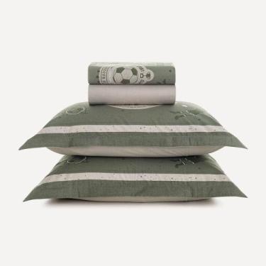 Imagem de Jogo de cama Infantil Casal 200 Fios Algodão Futebol Karsten, U