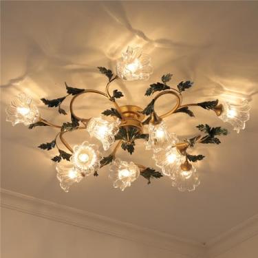 Imagem de Luminária de teto estilo pastoral americano, criatividade francesa, para sala de estar, restaurante, quarto, escritório, casa de campo, café, loja de roupas, decoração em LED, lâmpada em for