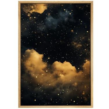 Imagem de Moody Celestial Wall Art Dark Academia Painting Cloudy Night Sky Poster Vintage Dark Pictures Abstract Sky Wall Art Gothic Landscape Prints White Cloud Poster Moody Scenery Pictures 40 x 61 cm sem