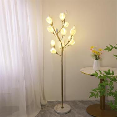 Imagem de Luminária de chão contemporânea de luxo em cerâmica com design floral, LED, estilo campestre francês, criativa, para sala de estar, quarto, quarto de menina, casa de campo (Estilo 11)