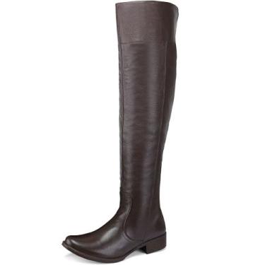 Imagem de Bota Over The Knee Feminina Cano Longo em Couro Estilo Country Confort