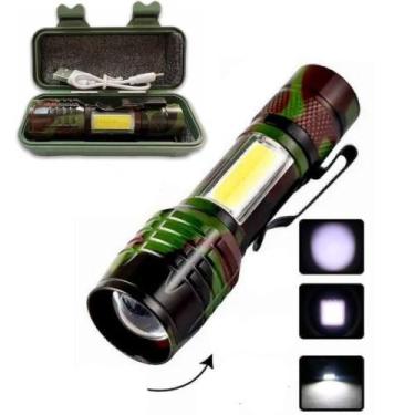 Imagem de Lanterna Tática Led Militar Potente Recarregável Zoom Usb Sabre 3 Em 1