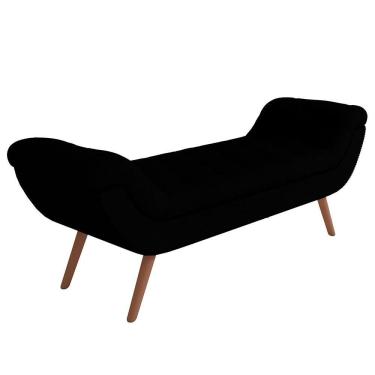 Imagem de Puff Recamier Decorativo Com Tachas 195cm Santorini Bouclê Preto