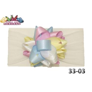 Imagem de 1 Faixa Cabelo C/Laço Infantil Bebê Meia De Seda Mod 33 - Mundo das Me