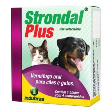 Imagem de Strondal Plus 4 Comprimidos Vermifugo Cães E Gatos - INDUBRAS