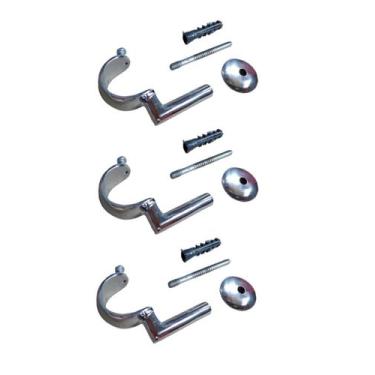 Imagem de Kit 3 Suportes Teto Para Varão de cortina 28mm em aluminio - Gaks, cro