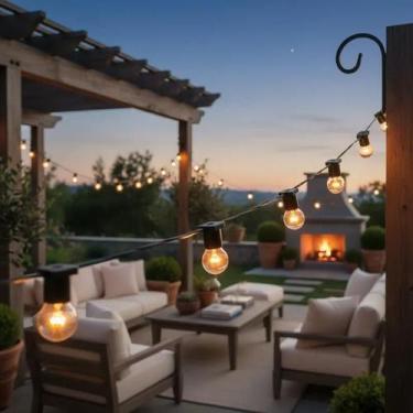 Imagem de Varal De Luzes Externo 40 Metros Preto Com Lâmpadas Amarelas Transpare