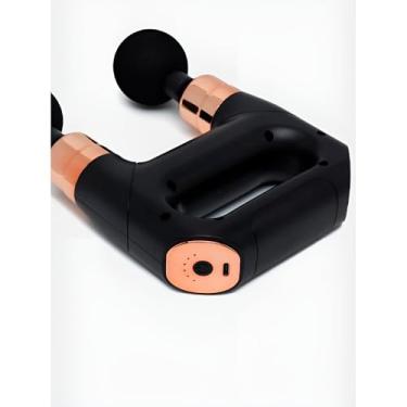 Imagem de BR-821 Pistola Massageadora Dupla, Preta, 6 Velocidades, 25W, com 6 Cabeças Intercambiáveis, Bateria Recarregável, Massagem Terapêutica, 14cm