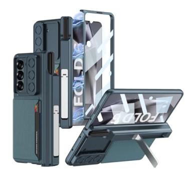 Imagem de Capa Protetora Premium para Samsung Galaxy Z Fold6, com S Pen Ponta Fina, Película Frontal e Suporte Lateral Integrado (Azul)