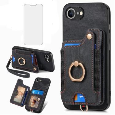 Imagem de Asuwish Capa de telefone para iPhone 16e/SE 2025/SE 4 capa carteira com protetor de tela de vidro temperado alça de pulso RFID suporte para cartão de crédito anel suporte i Phone16e i16e 16 e SE4 4ª