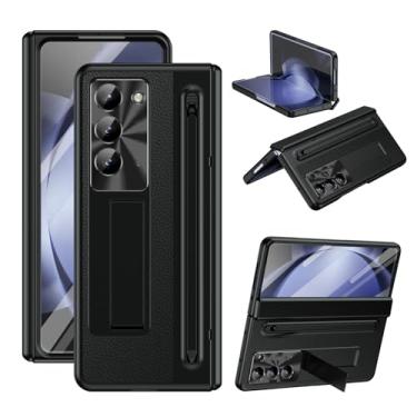 Imagem de Capa protetora para caneta com película de vidro e couro sintético para Samsung Galaxy Z Fold 7 6 5 4 3 Fold 6 Fold 5 (para Galaxy Z Fold 7/preto)