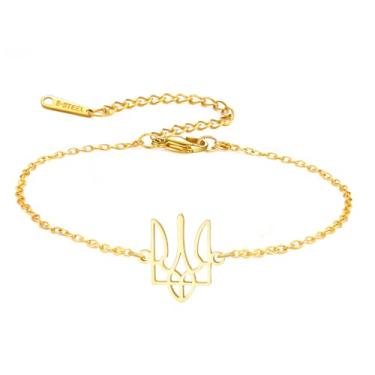 Imagem de Dreamtimes Pulseira com símbolo ucraniano para mulheres, pulseira ucraniana, presentes inspirados em tridente, joias de lembrança ucraniana, Medium, Aço inoxidável, Sem Pedra Preciosa