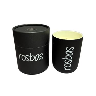 Imagem de rosbas Venezia Collection, vela de soja perfumada de âmbar egípcio, frasco de vidro fosco preto com caixa preta, 200 ml, óleos essenciais, pavio de algodão, longo tempo de queima, relaxante, não